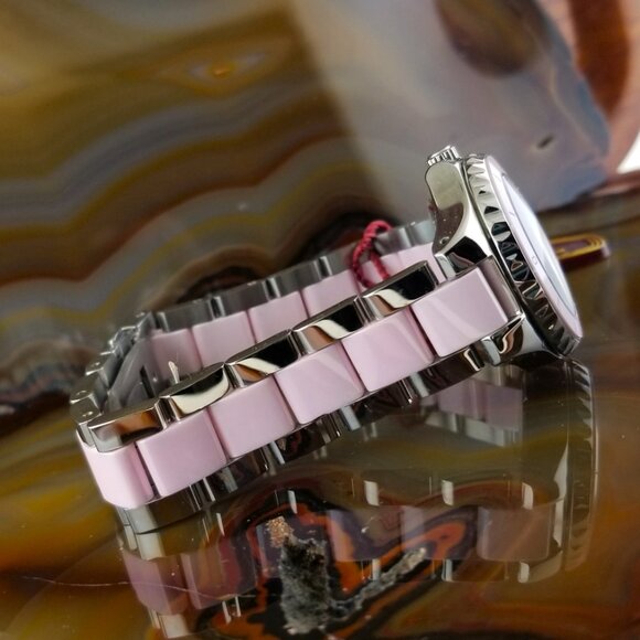 New Womens ONISS Swiss Pink Ceramic & Steel J12 Watch ON400